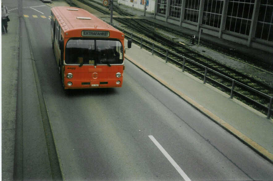 (015'422) - AAGG Gossau - Nr. 9/SG 7360 - Mercedes am 8. Oktober 1996 beim Bahnhof Herisau