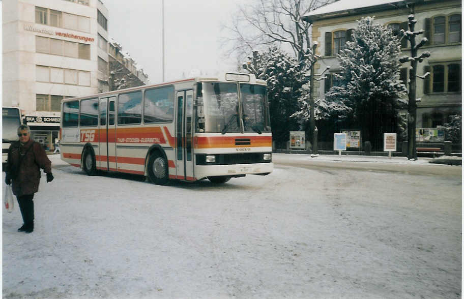(016'006) - TSG Blumenstein - Nr. 3/BE 26'635 - Volvo/R&J am 31. Dezember 1996 beim Bahnhof Thun