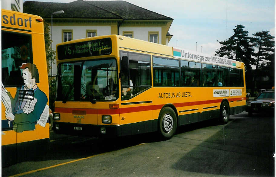 (020'025) - AAGL Liestal - Nr. 56/BL 7854 - MAN am 8. Oktober 1997 beim Bahnhof Liestal