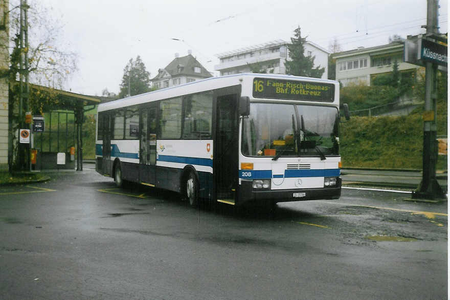 (021'012) - Odermatt, Rotkreuz - Nr. 208/ZG 25'786 - Mercedes/Hess (ex ZVB Zug Nr. 16) am 30. November 1997 beim Bahnhof Kssnacht