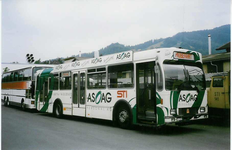(022'837) - STI Thun - Nr. 27/BE 419'027 - Volvo/R&J (ex SAT Thun Nr. 27) am 22. Mai 1998 in Thun, Garage