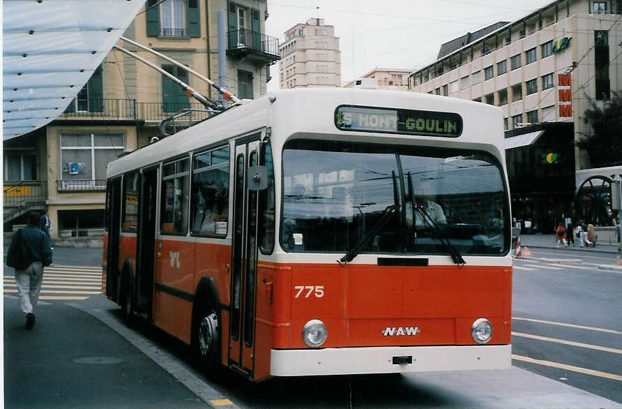 (025'622) - TL Lausanne - Nr. 775 - NAW/Lauber Trolleybus am 22. August 1998 in Lausanne, Chauderon