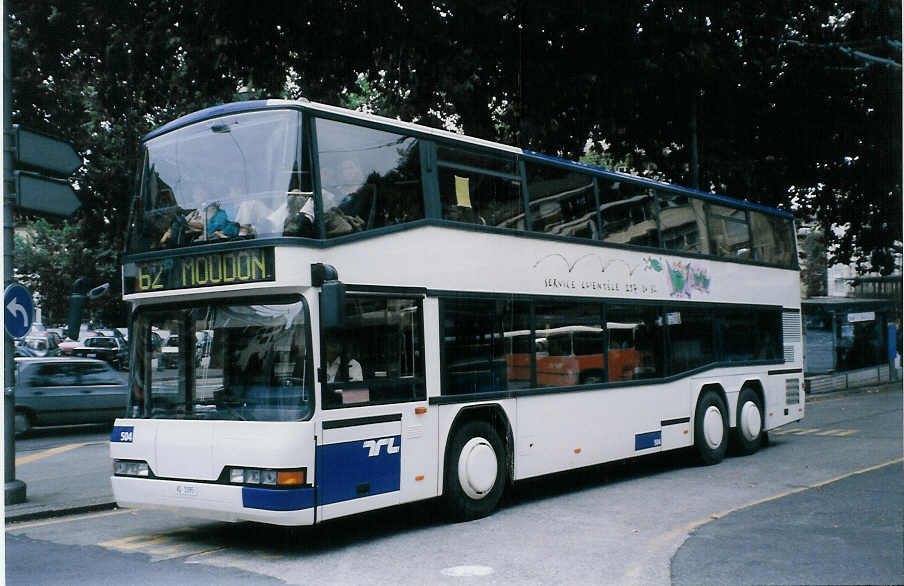 (025'715) - TL Lausanne - Nr. 504/VD 1095 - Neoplan am 22. August 1998 in Lausanne, Tunnel