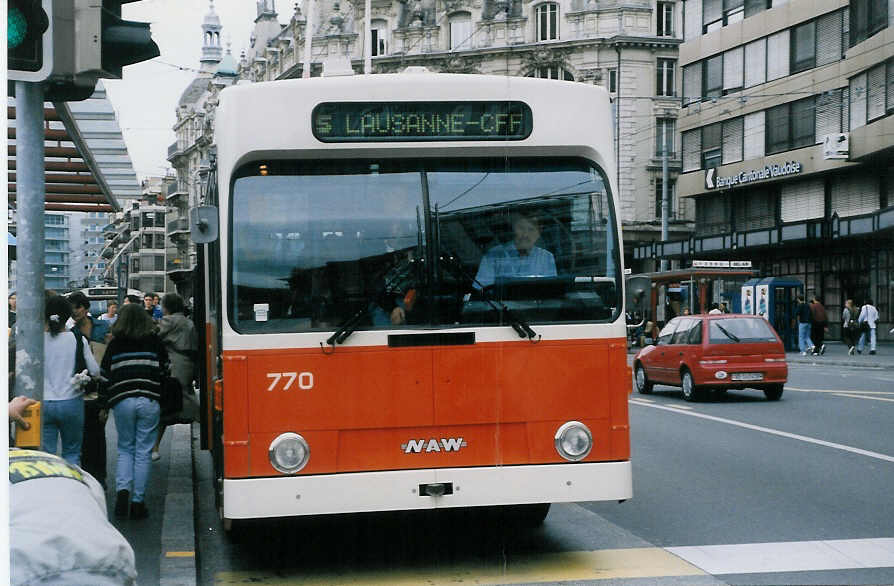 (025'722) - TL Lausanne - Nr. 770 - NAW/Lauber Trolleybus am 22. August 1998 in Lausanne, Bel-Air