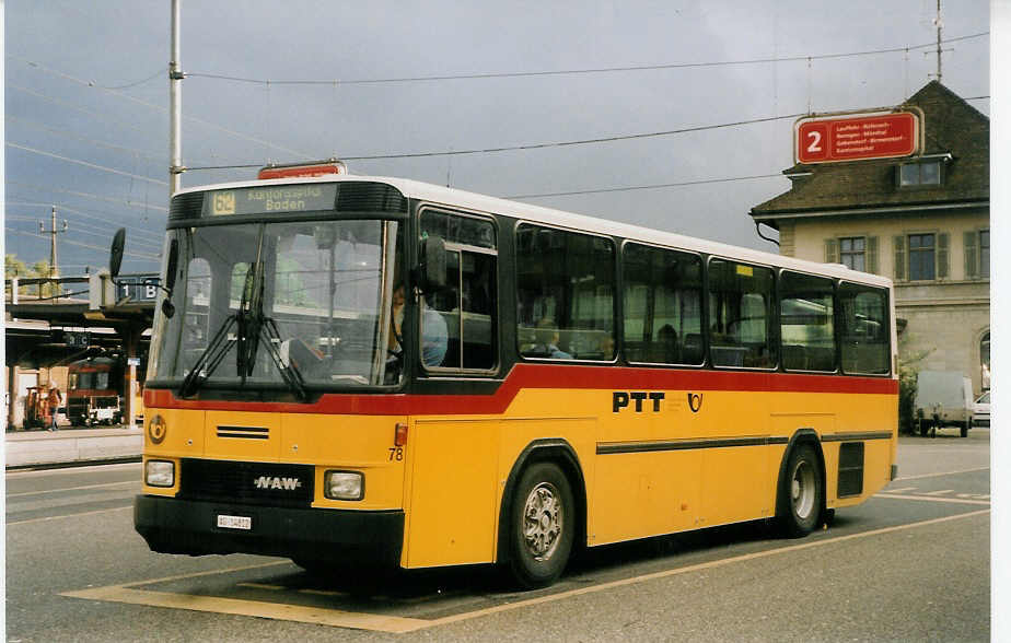 (026'111) - Voegtlin-Meyer, Brugg - Nr. 78/AG 14'812 - NAW/Hess am 5. September 1998 beim Bahnhof Brugg