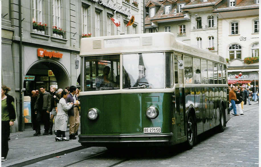(027'310) - SVB Bern (TVB) - Nr. 50/BE 27'150 - Saurer/Gangloff am 10. Oktober 1998 in Bern, Brenplatz