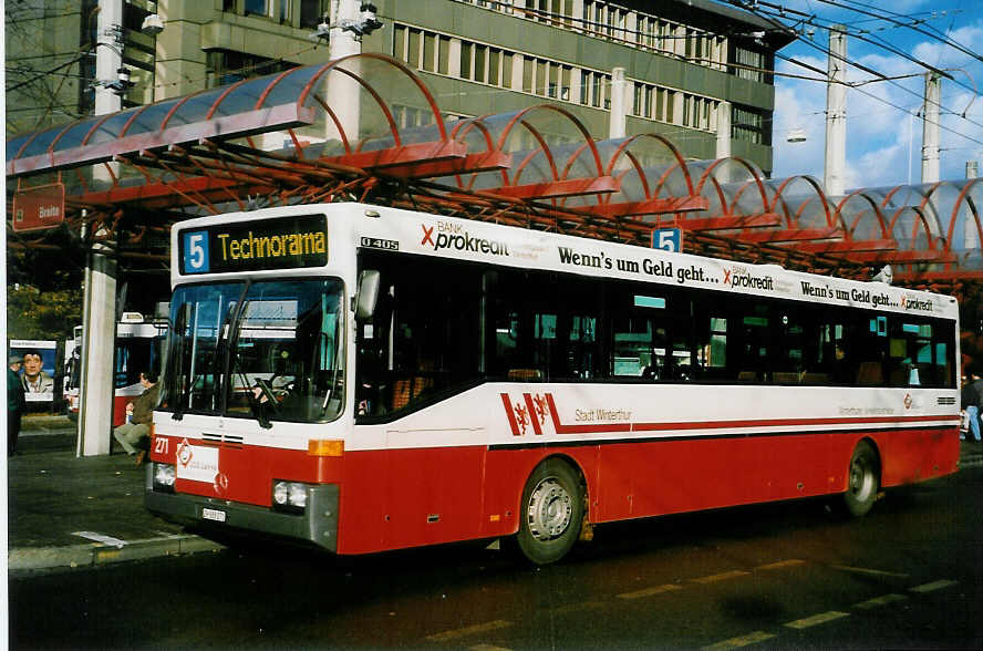 (027'718) - WV Winterthur - Nr. 271/ZH 588'271 - Mercedes am 24. Oktober 1998 beim Hauptbahnhof Winterthur