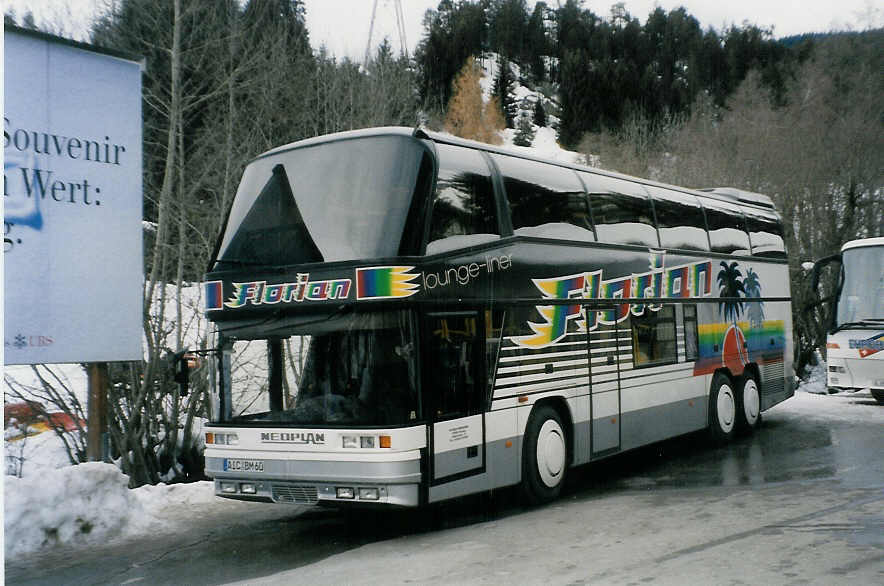 (028'801) - Aus Deutschland: Ainhauser, Kissing - AIC-BM 60 - Neoplan am 1. Januar 1999 in Laax, Murschetg