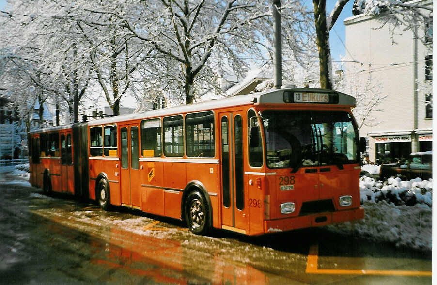 (029'311) - SVB Bern - Nr 298/BE 507'298 - FBW/Hess (ex TPG Genve Nr. 116) am 10. Februar 1999 in Bern, Bachmtteli