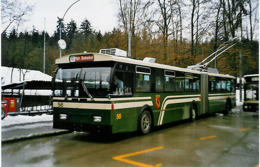 (029'410) - SVB Bern - Nr. 56 - FBW/Hess Gelenktrolleybus am 19. Februar 1999 in Bern, Bmpliz