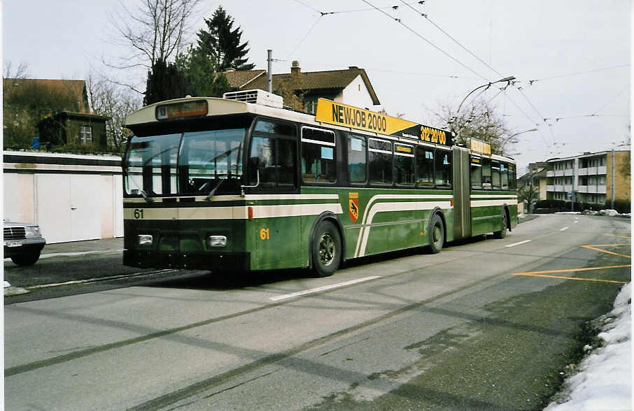 (029'736) - SVB Bern - Nr. 61 - FBW/Hess Gelenktrolleybus am 1. Mrz 1999 in Bern, Bmpliz