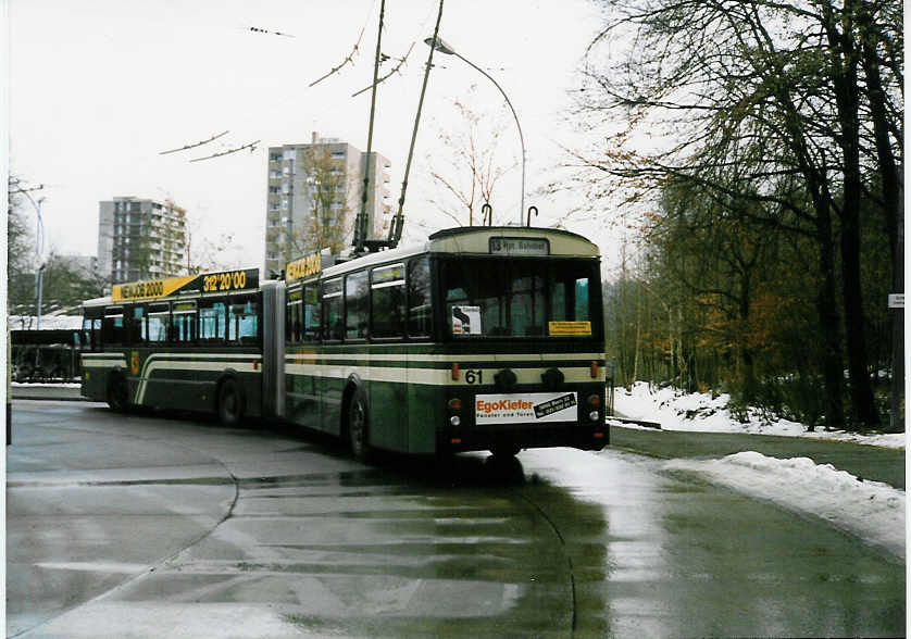 (029'737) - SVB Bern - Nr. 61 - FBW/Hess Gelenktrolleybus am 1. Mrz 1999 in Bern, Bmpliz