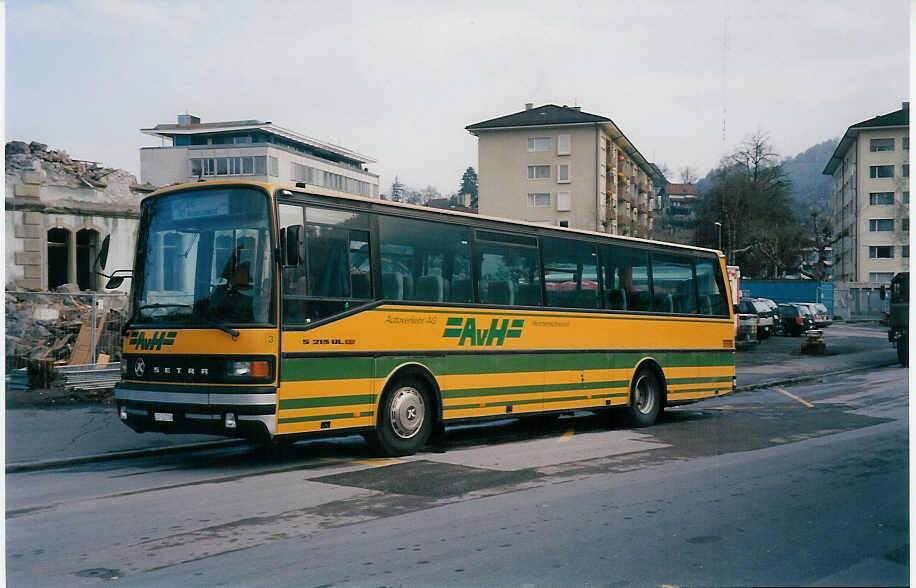 (030'733) - AvH Heimenschwand - Nr. 3/BE 26'509 - Setra (ex AGS Sigriswil Nr. 1) am 9. April 1999 in Thun, Aarefeld