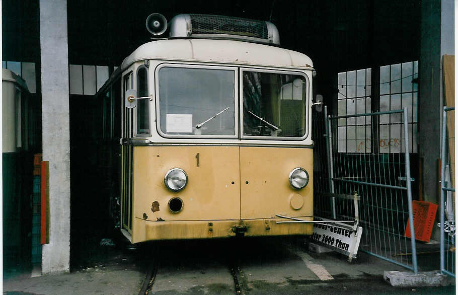 (030'824) - STI Thun (TVB) - Nr. 1 - Berna/Gangloff Trolleybus am 11. April 1999 in Bern, Burgernziel 