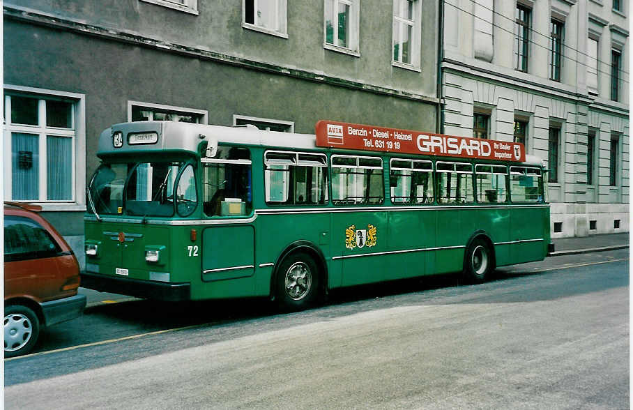 (031'128) - BVB Basel - Nr. 72/BS 1972 - FBW/FHS am 26. April 1999 in Basel, Claragraben