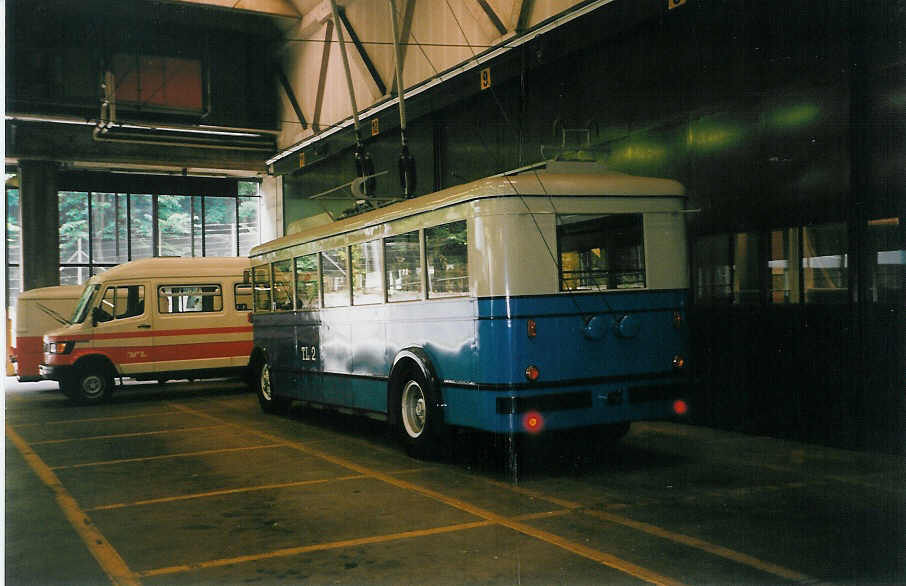 (033'432) - TL Lausanne - Nr. 2 - FBW/Eggli Trolleybus (ex Nr. 3) am 7. Juli 1999 in Lausanne, Dpot Borde