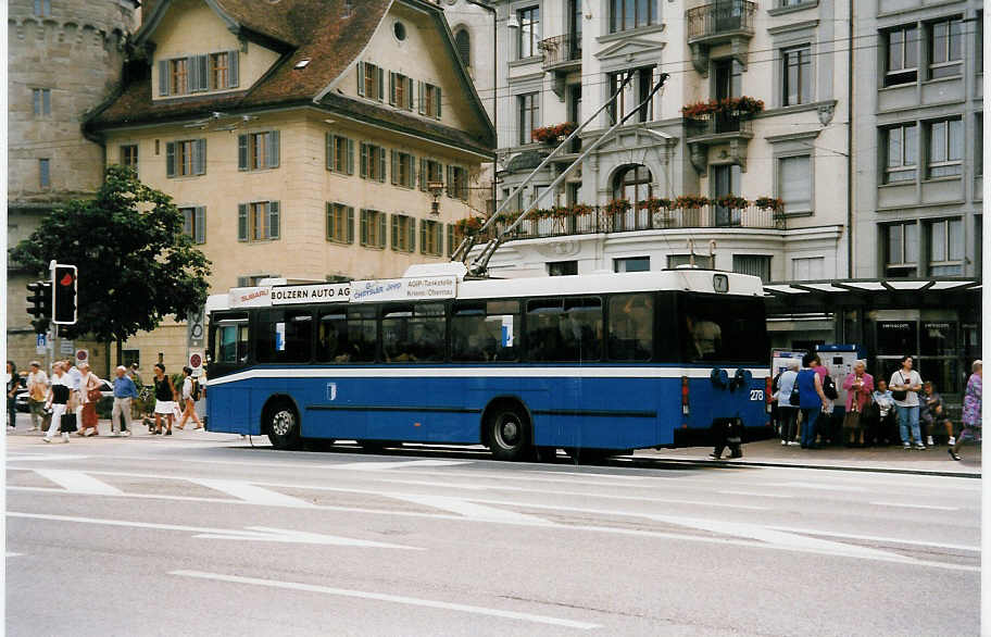(034'322) - VBL Luzern - Nr. 278 - NAW/Hess Trolleybus am 13. Juli 1999 in Luzern, Schwanenplatz