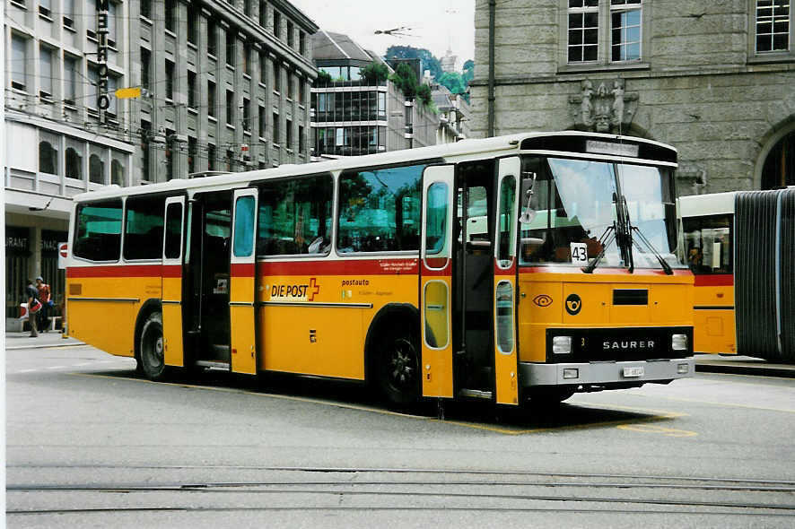 (034'802) - Schwizer, Goldach - Nr. 3/SG 68'249 - Saurer/Tscher am 19. Juli 1999 beim Bahnhof St. Gallen