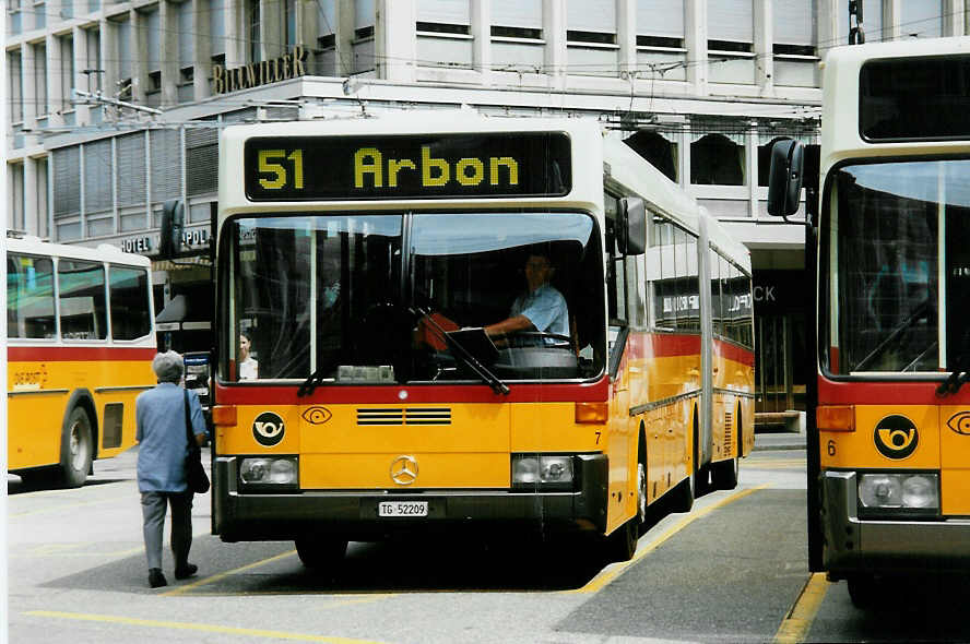 (034'814) - Cars Alpin Neff, Arbon - Nr. 7/TG 52'209 - Mercedes am 19. Juli 1999 beim Bahnhof St. Gallen