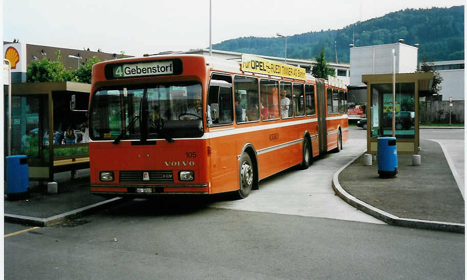 (035'031) - RVBW Wettingen - Nr. 105/AG 16'503 - Volvo/R&J am 4. August 1999 in Spreitenbach, Shopping Center