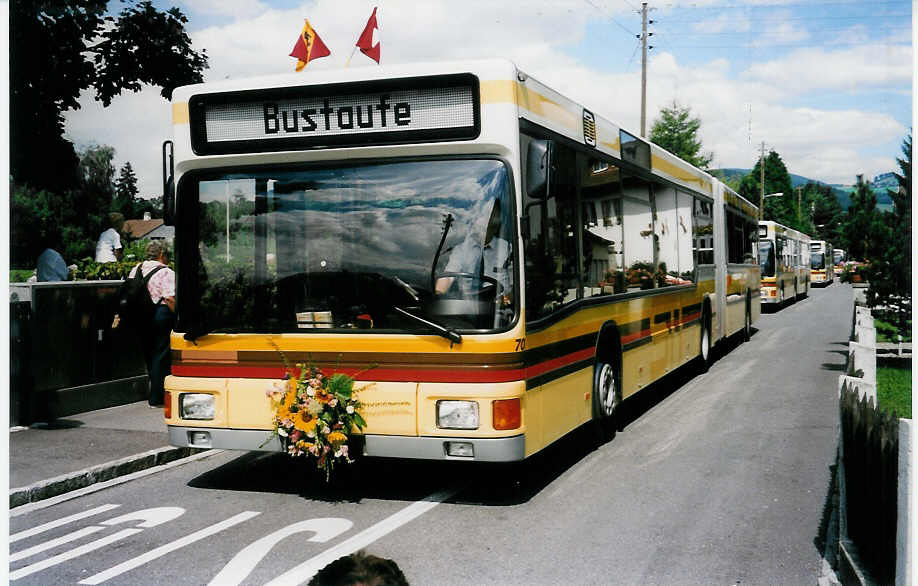 (035'329) - STI Thun - Nr. 70/BE 389'670 - MAN am 21. August 1999 in Thun-Lerchenfeld, Langestrasse
