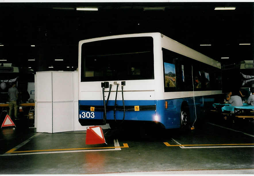 (035'626) - VBL Luzern - Nr. 303 - Lanz+Marti/Hess Personenanhnger am 28. August 1999 in Luzern, Depot