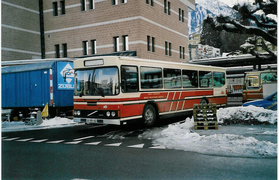 (037'927) - ASKA Aeschi - Nr. 1/BE 26'869 - Volvo/FHS am 27. November 1999 beim Bahnhof Spiez