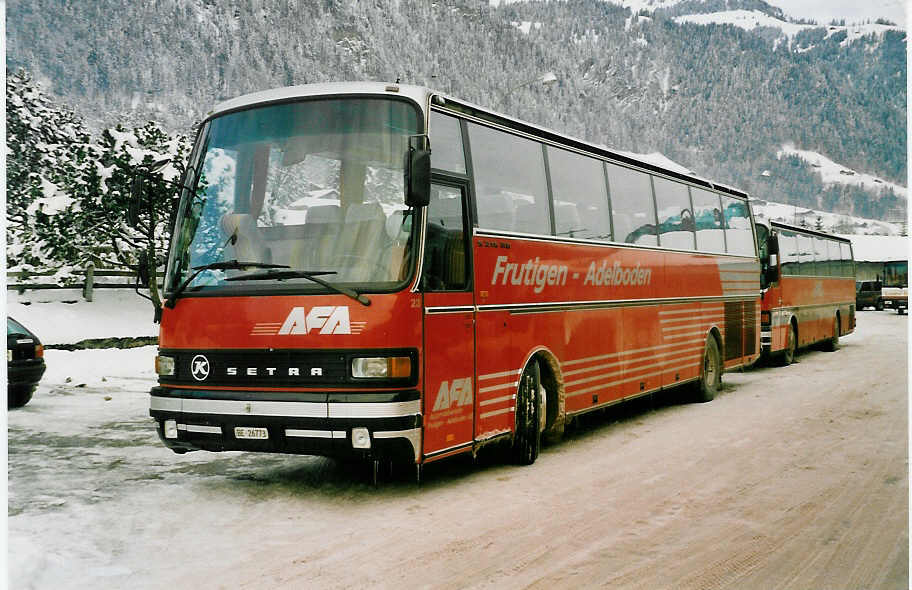 (038'224) - AFA Adelboden - Nr. 23/BE 26'773 - Setra am 31. Dezember 1999 beim Bahnhof Frutigen