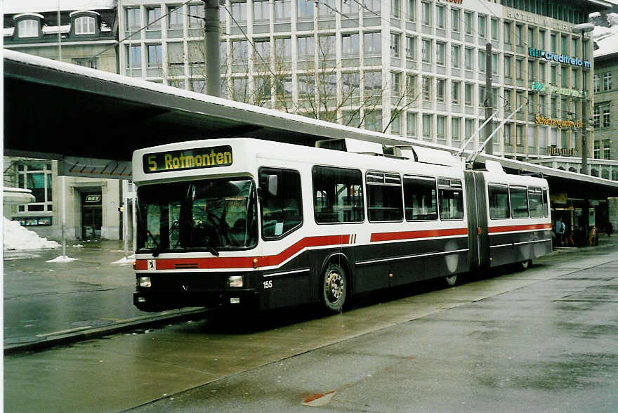 (038'617) - VBSG St. Gallen - Nr. 155 - NAW/Hess Gelenktrolleybus am 1. Januar 2000 beim Bahnhof St. Gallen