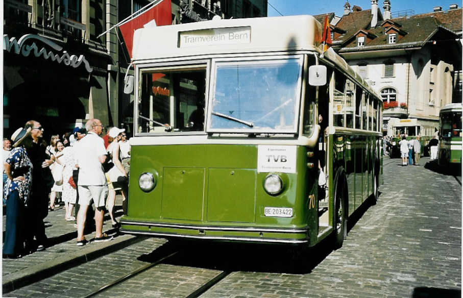 (042'509) - SVB Bern (TVB) - Nr. 70/BE 203'422 - Saurer/Gangloff am 12. August 2000 in Bern, Brenplatz