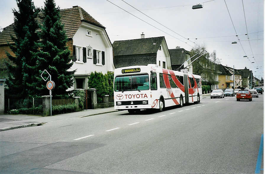 (045'824) - VB Biel - Nr. 66 - Volvo/R&J Gelenktrolleybus am 19. April 2001 in Biel, Mhlestrasse