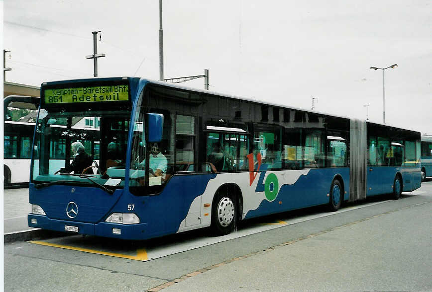 (047'917) - VZO Grningen - Nr. 57/ZH 595'785 - Mercedes am 12. Juli 2001 beim Bahnhof Wetzikon