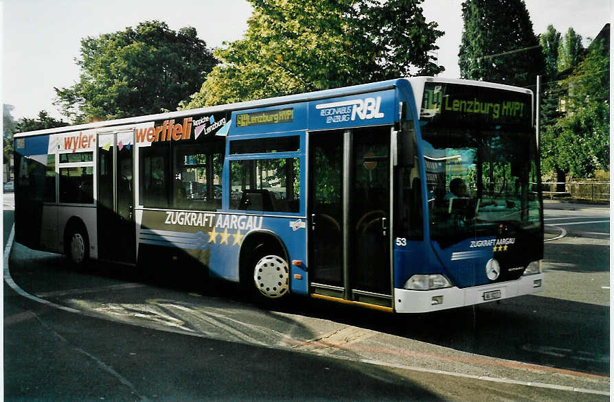 (048'130) - Knecht, Windisch - Nr. 53/AG 8217 - Mercedes am 17. Juli 2001 beim Bahnhof Lenzburg
