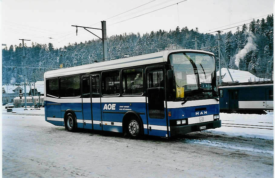 (050'906) - Berger, Rthenbach - BE 94'549 - MAN/Lauber am 24. Dezember 2001 beim Bahnhof Langnau