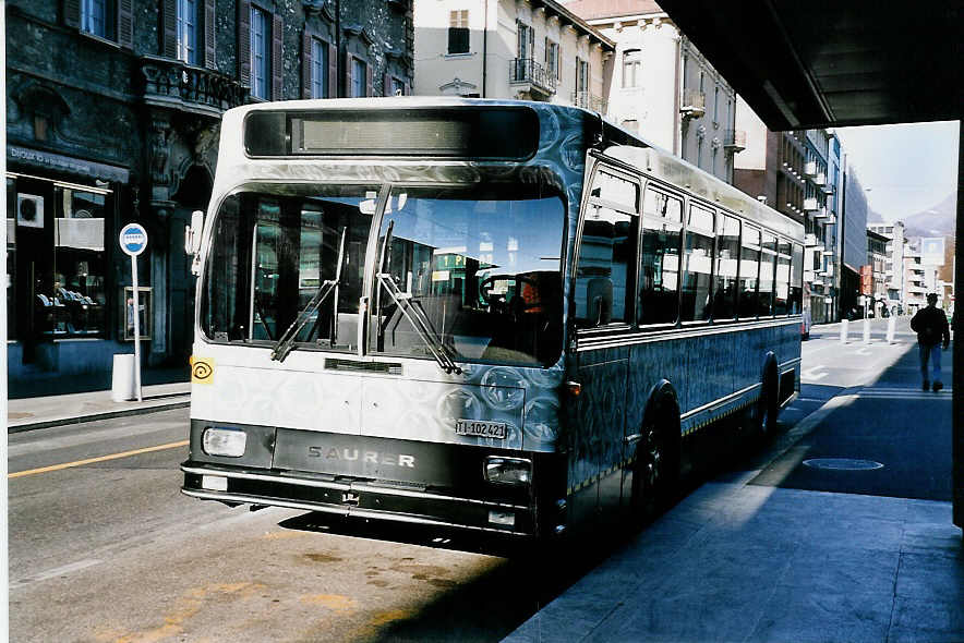 (051'208) - TPL Lugano - Nr. 50/TI 102'421 - Saurer/R&J (ex VBZ Zrich Nr. 271) am 1. Januar 2002 in Lugano, San Antonio