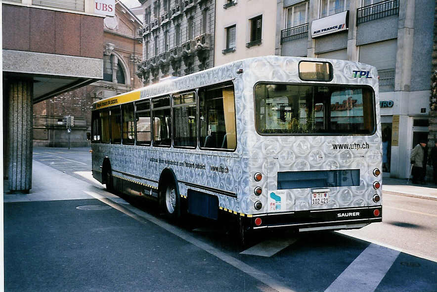(051'210) - TPL Lugano - Nr. 50/TI 102'421 - Saurer/R&J (ex VBZ Zrich Nr. 271) am 1. Januar 2002 in Lugano, San Antonio