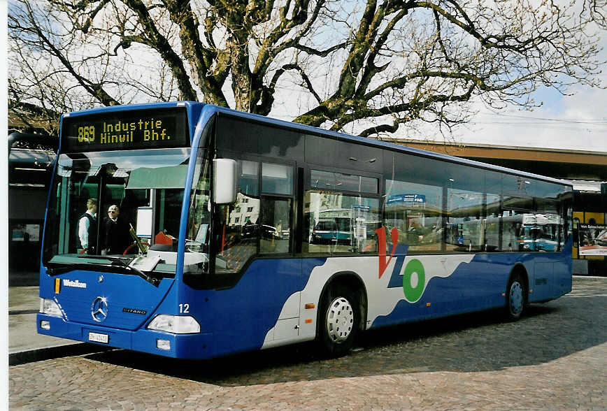 (052'506) - VZO Grningen - Nr. 12/ZH 41'412 - Mercedes am 23. Mrz 2002 beim Bahnhof Wetzikon