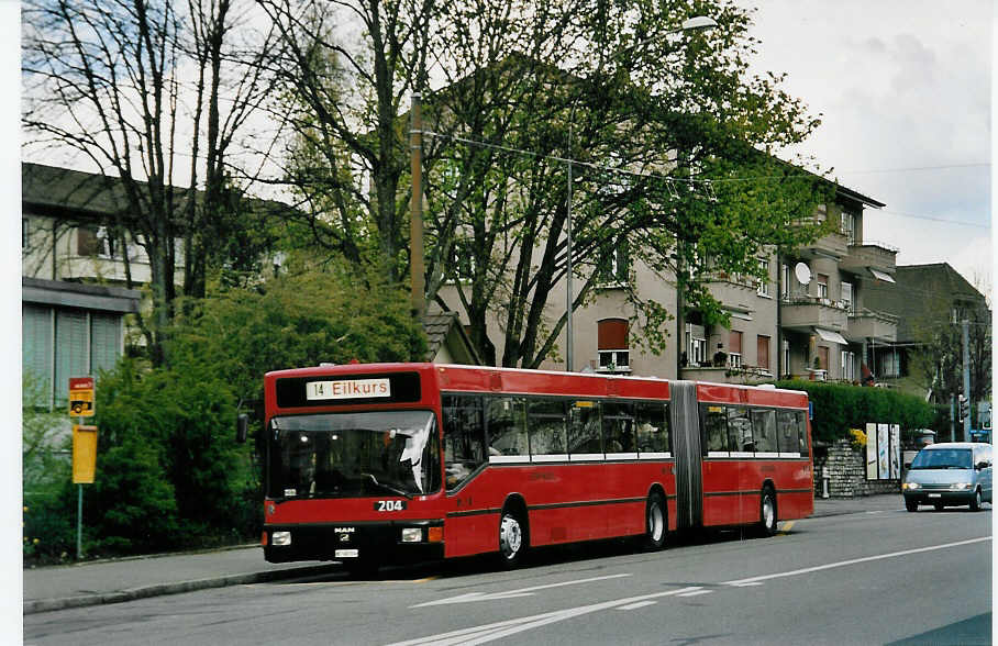 (052'920) - Bernmobil, Bern - Nr. 204/BE 500'204 - MAN am 15. April 2002 in Bern, Bethlehem Sge