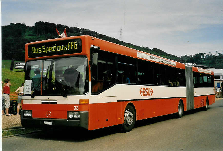 (053'836) - BSU Solothurn - Nr. 33/SO 143'433 - Mercedes (ex RBS Worblaufen Nr. 70) am 15. Juni 2002 in Bad Bubendorf, ETF