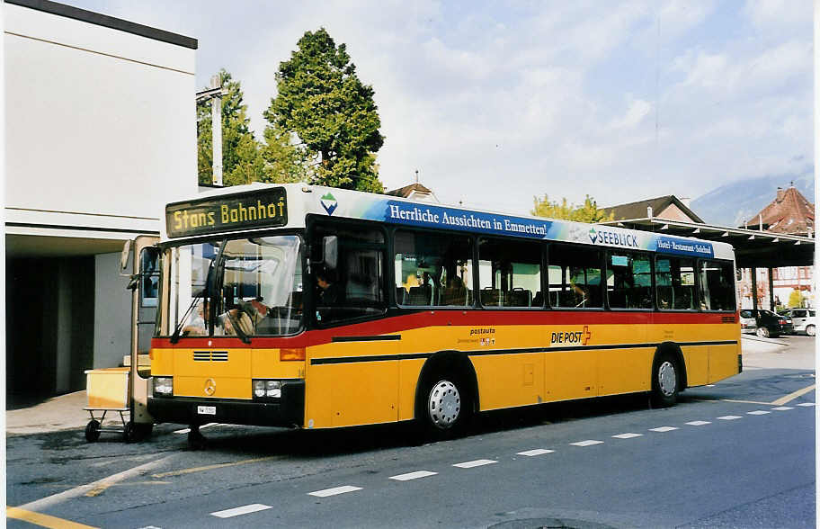 (054'512) - Thepra, Stans - Nr. 14/NW 5150 - Mercedes/Lauber (ex P 25'376) am 22. Juli 2002 beim Bahnhof Stans