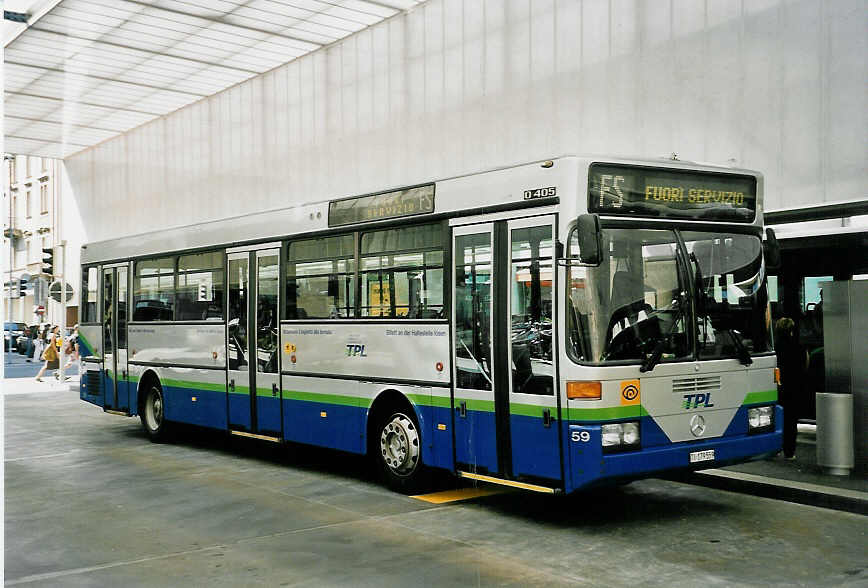 (054'622) - TPL Lugano - Nr. 59/TI 179'559 - Mercedes (ex Nr. 29) am 22. Juli 2002 in Lugano, Centro