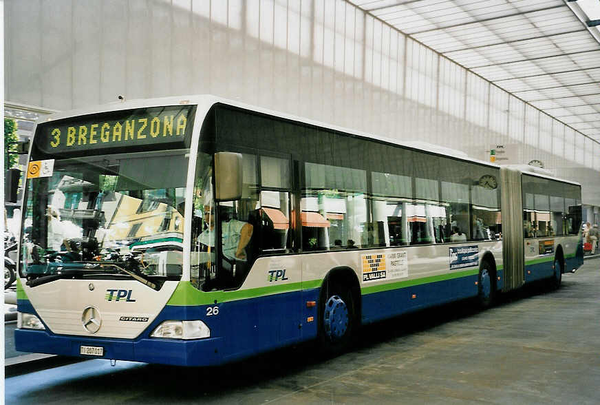 (054'623) - TPL Lugano - Nr. 26/TI 207'017 - Mercedes am 22. Juli 2002 in Lugano, Centro