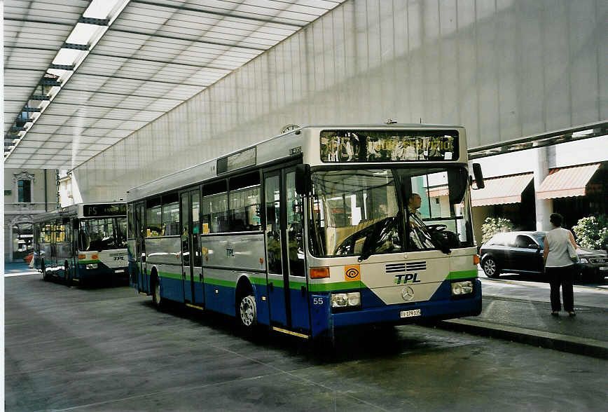 (054'636) - TPL Lugano - Nr. 55/TI 179'335 - Mercedes (ex Nr. 25) am 22. Juli 2002 in Lugano, Centro