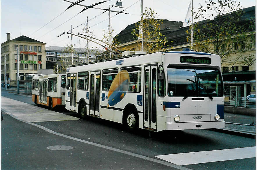 (058'409) - TL Lausanne - Nr. 783 - NAW/Lauber Trolleybus am 1. Januar 2003 beim Bahnhof Lausanne