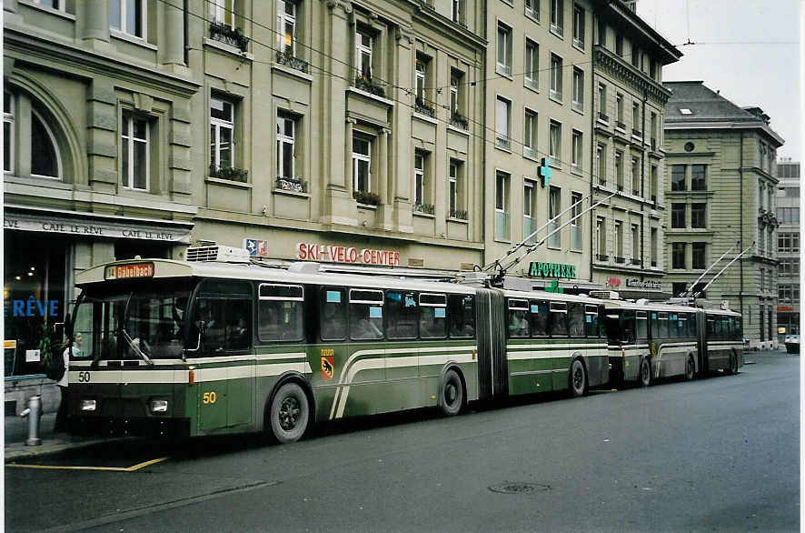 (058'609) - SVB Bern - Nr. 50 - FBW/Hess Gelenktrolleybus am 20. Januar 2003 in Bern, Hirschengraben