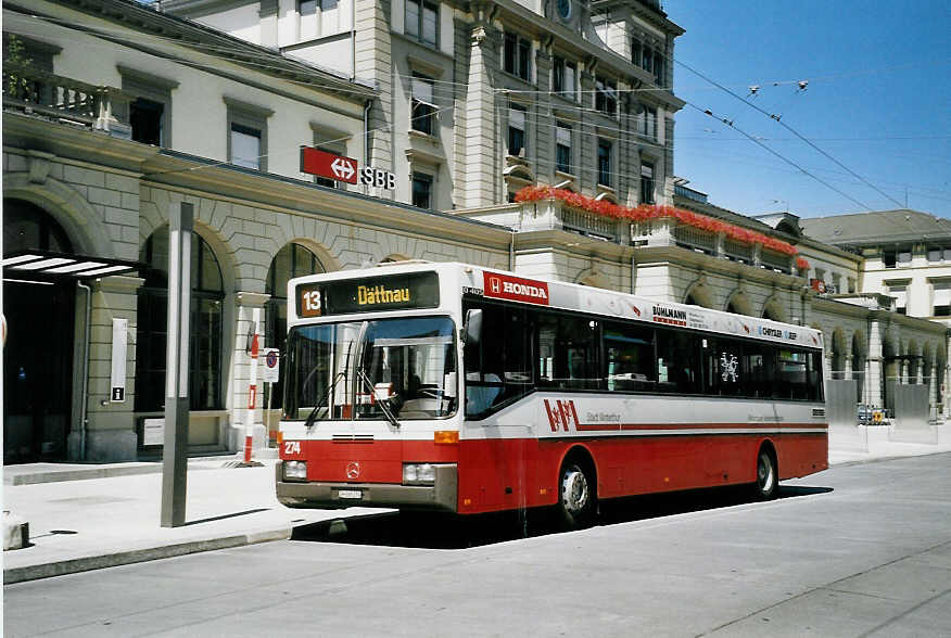 (061'724) - WV Winterthur - Nr. 274/ZH 588'274 - Mercedes am 19. Juli 2003 beim Hauptbahnhof Winterthur
