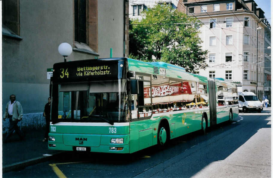 (062'102) - BVB Basel - Nr. 783/BS 3283 - MAN am 29. Juli 2003 in Basel, Claraplatz