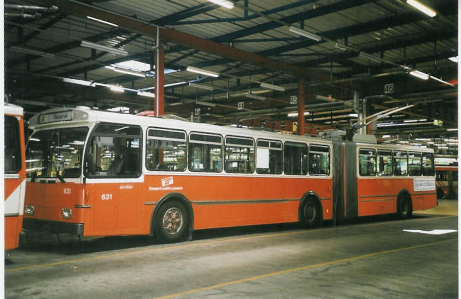(062'410) - TPG Genve - Nr. 631 - FBW/Hess Gelenktrolleybus am 4. august 2003 in Genve, Dpt