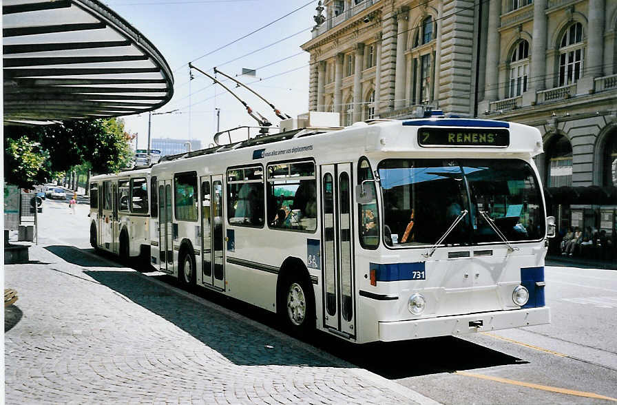 (062'601) - TL Lausanne - Nr. 731 - FBW/Hess Trolleybus am 4. August 2003 in Lausanne, St. Franois