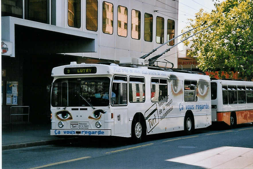 (062'619) - TL Lausanne - Nr. 724 - FBW/Hess Trolleybus am 4. August 2003 in Lausanne, Chauderon